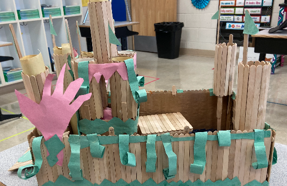 Fort made of popsicle sticks